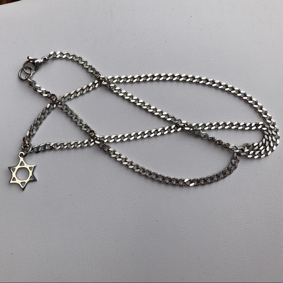 STAR of David Curb Link Stainless Steel Necklace - Picture 10 of 11
